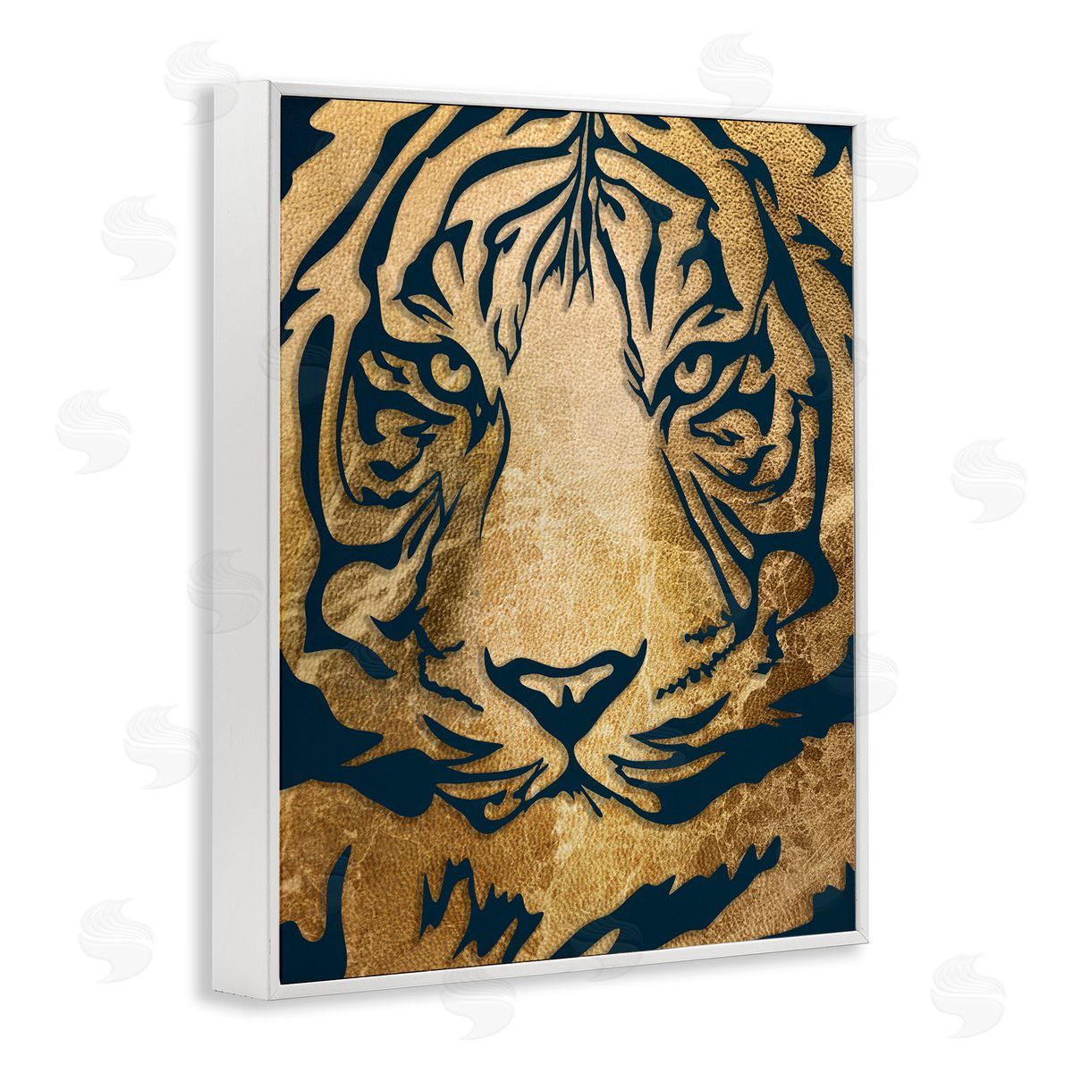 Stupell Studio Tiger Stripe Portrait Distressed Fabric Pattern