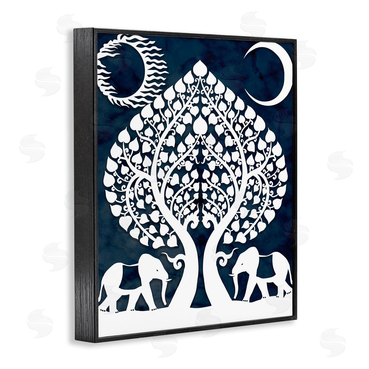 Stupell Studio Symmetrical Elephants Marching Under Trees Sun and Moon