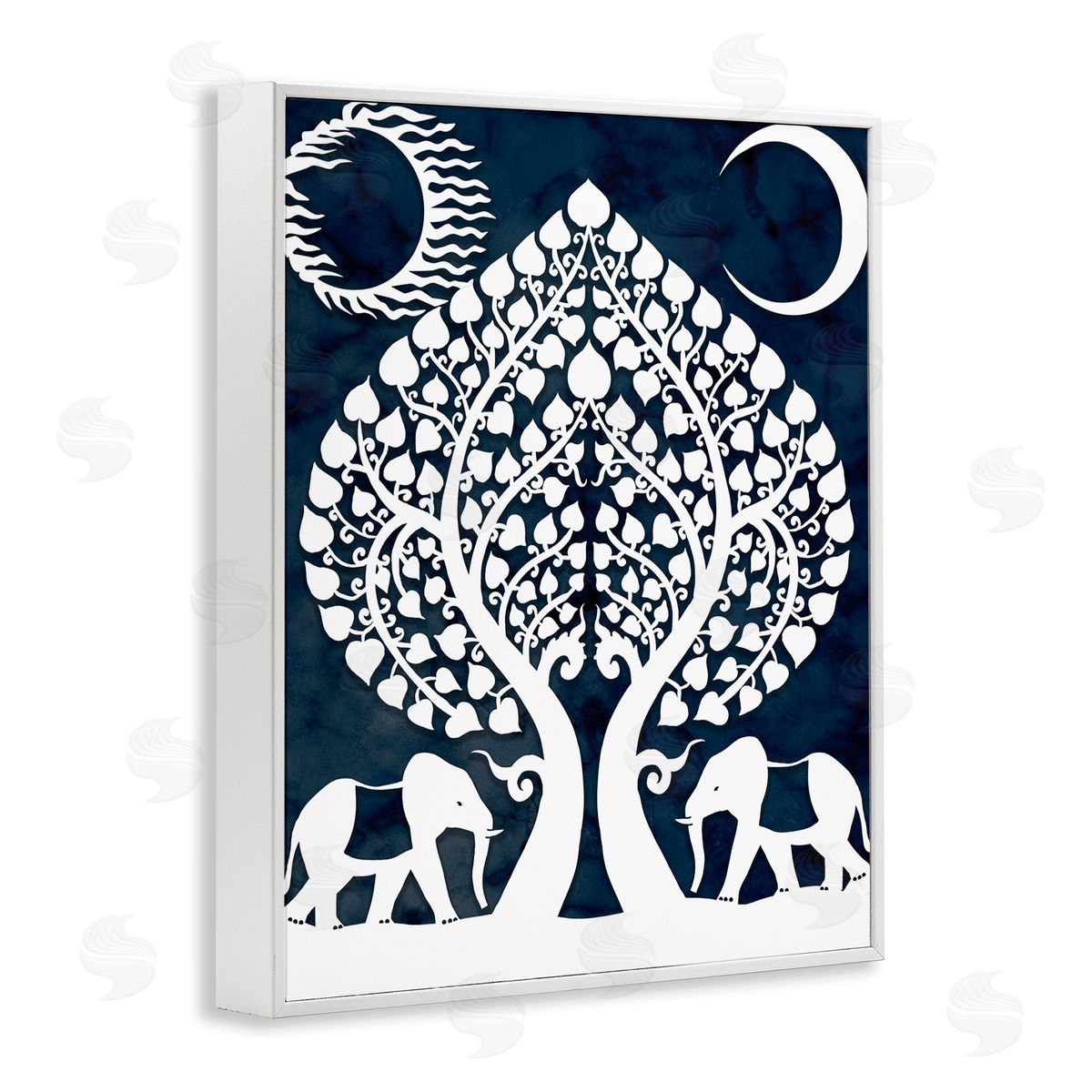 Stupell Studio Symmetrical Elephants Marching Under Trees Sun and Moon
