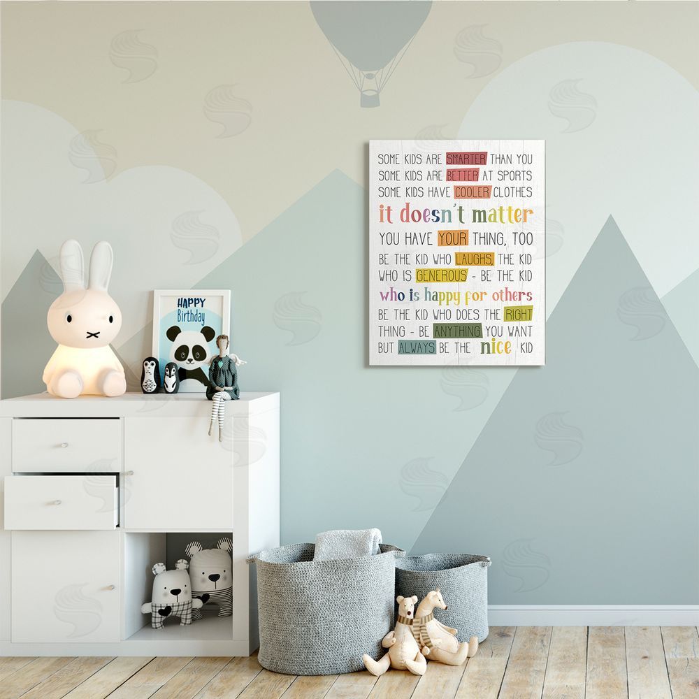 Stupell Studio Be the Nice Kid Sentiments Rainbow Text Pop
