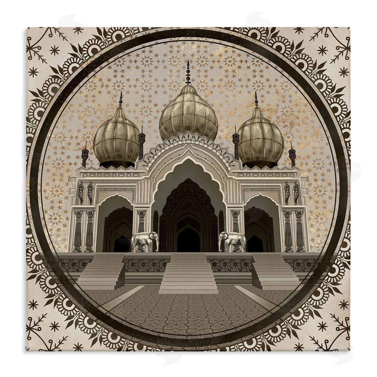 Ziwei Li Classic Islamic Architecture Geometric Arabesque Pattern Stretched Canvas Wall Art Print