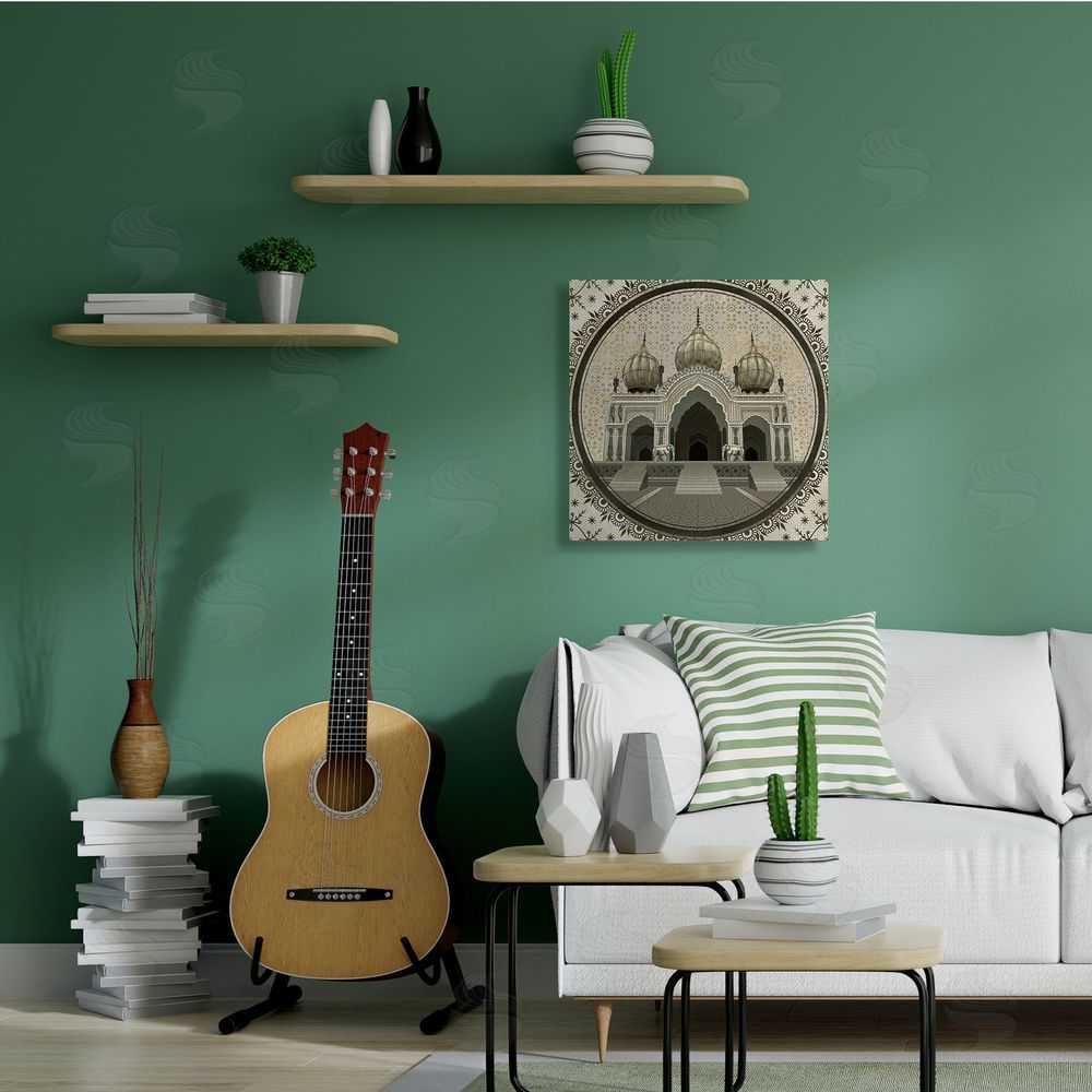 Ziwei Li Classic Islamic Architecture Geometric Arabesque Pattern Canvas Wall Art in Room
