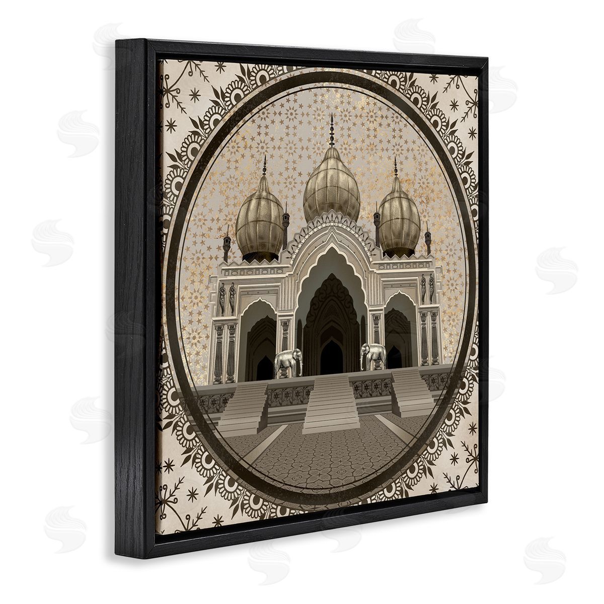 Ziwei Li Classic Islamic Architecture Geometric Arabesque Pattern Black Floating Frame Canvas Wall Art Print