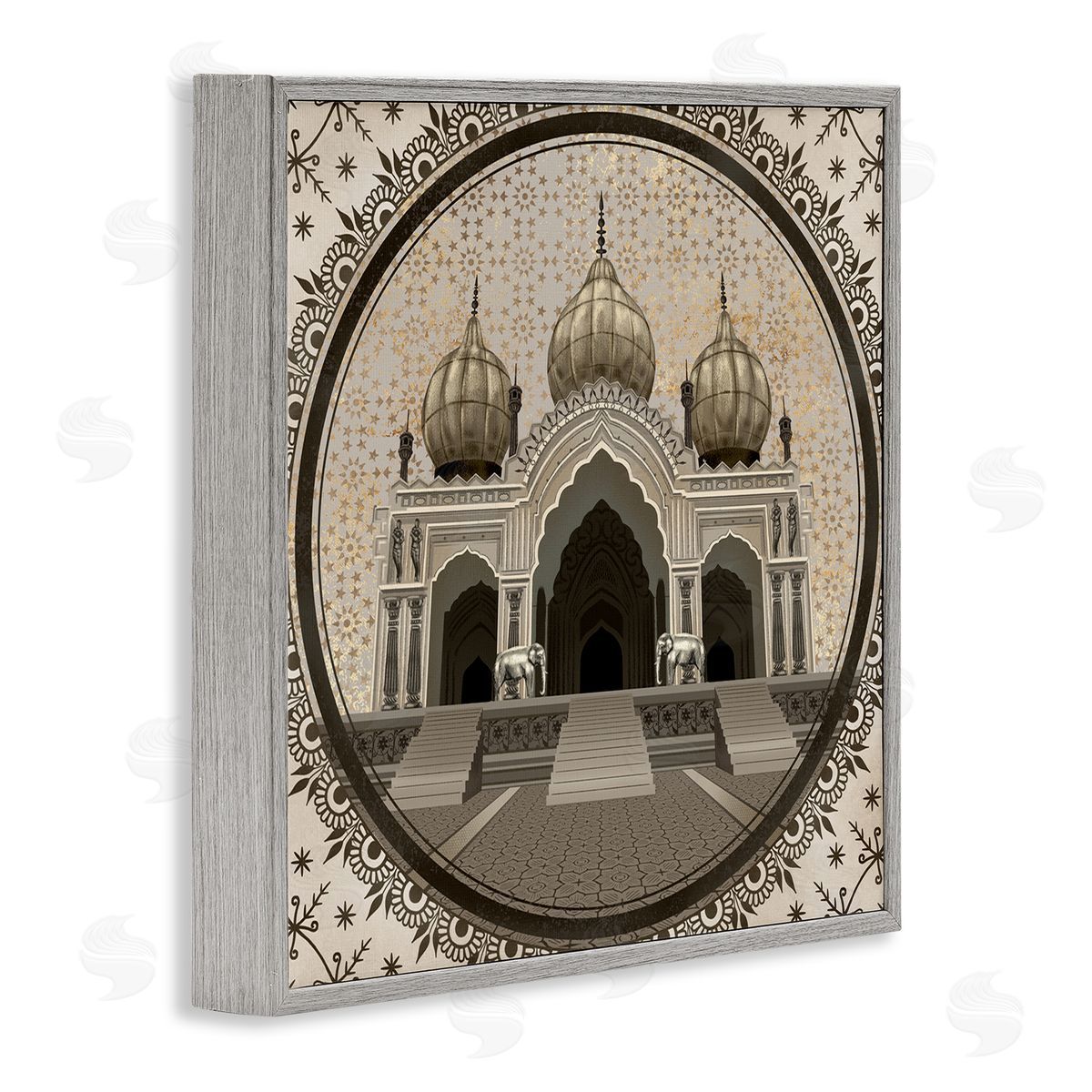 Ziwei Li Classic Islamic Architecture Geometric Arabesque Pattern Gray Framed Glicee Wall Art Print