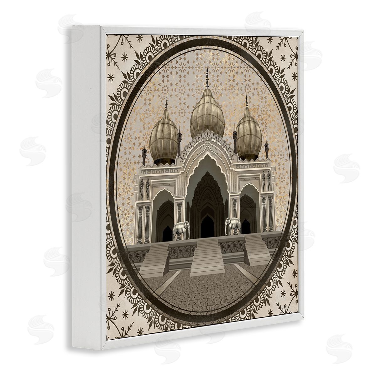 Ziwei Li Classic Islamic Architecture Geometric Arabesque Pattern White Framed Glicee Wall Art Print