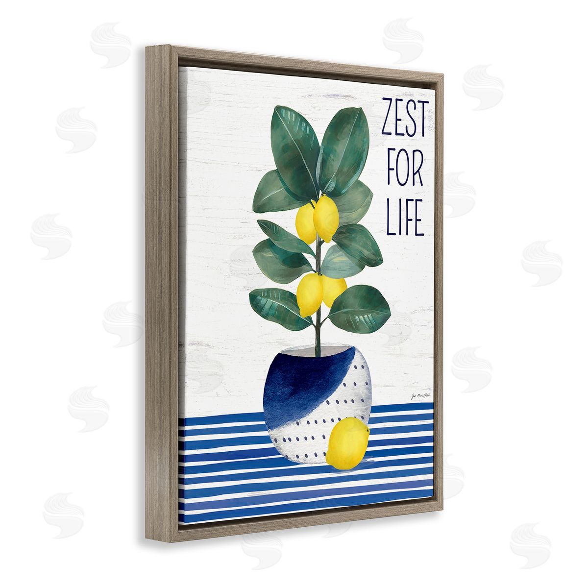 Jennifer Pugh Zest For Life Lemon Plant Blue Stripes