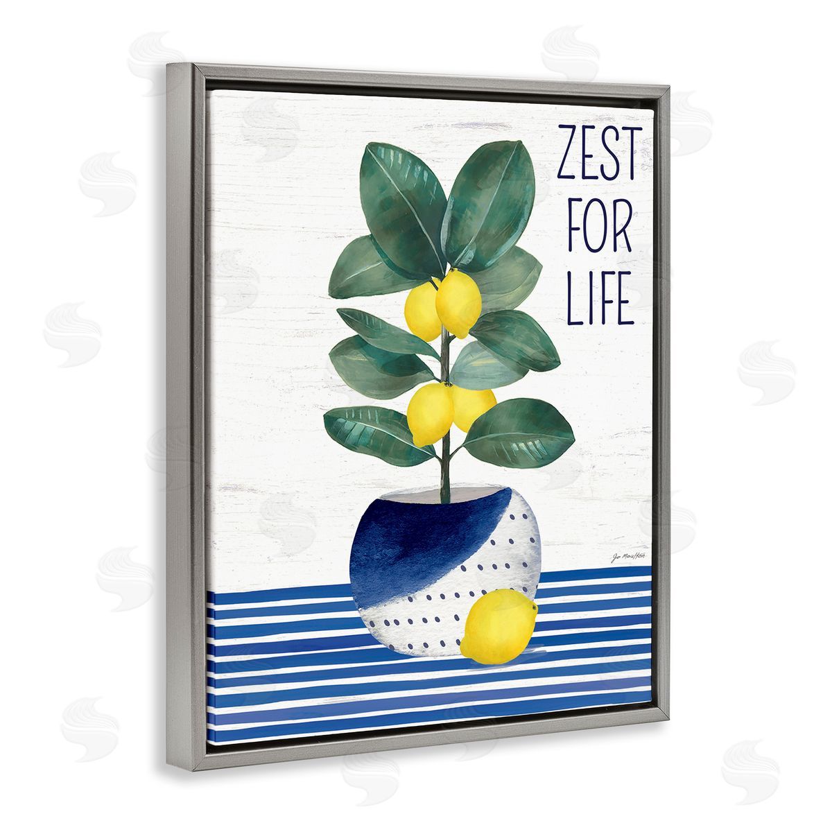 Jennifer Pugh Zest For Life Lemon Plant Blue Stripes