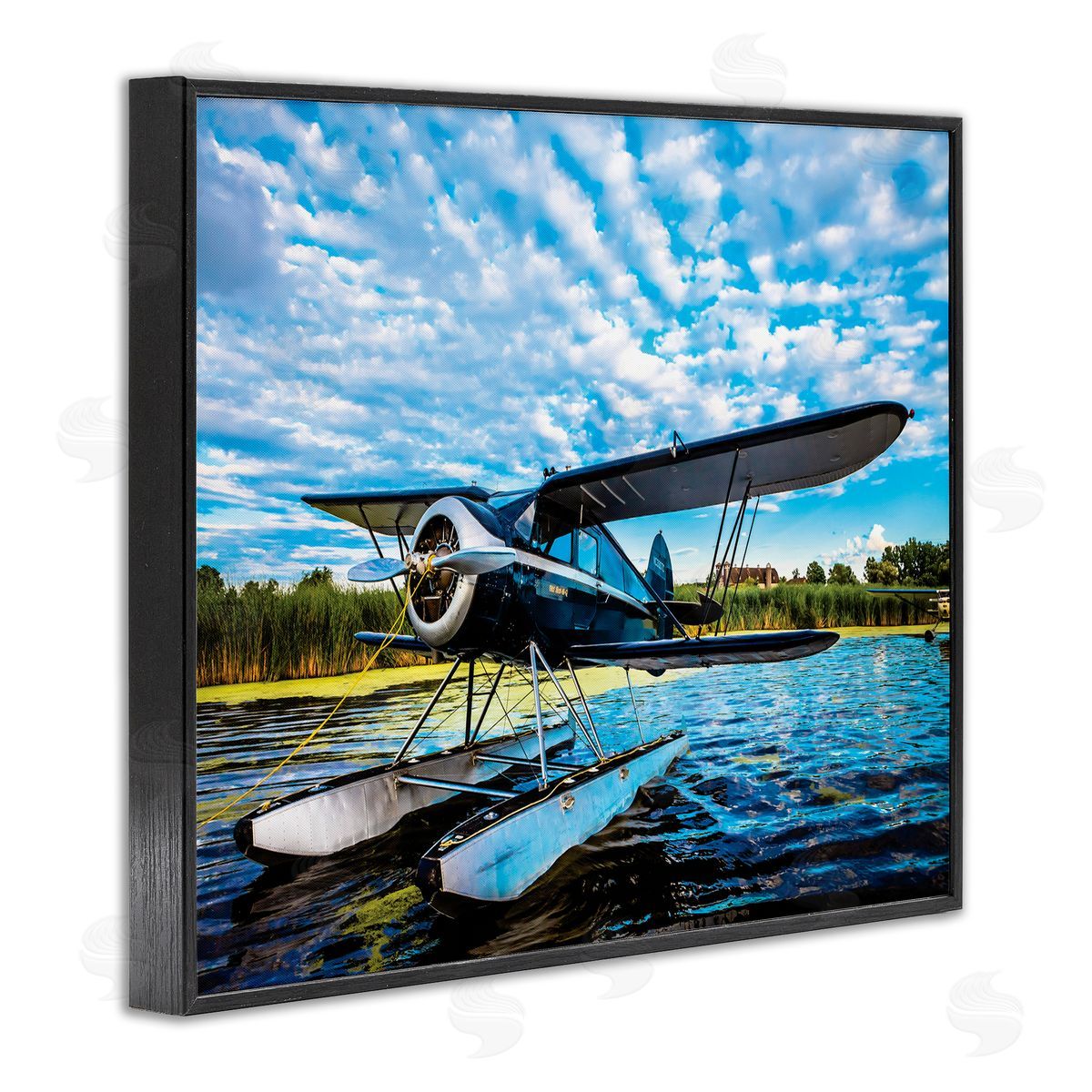 John Slemp Sea Plane on Wooded Lakefr_sideont Cloudy Sky