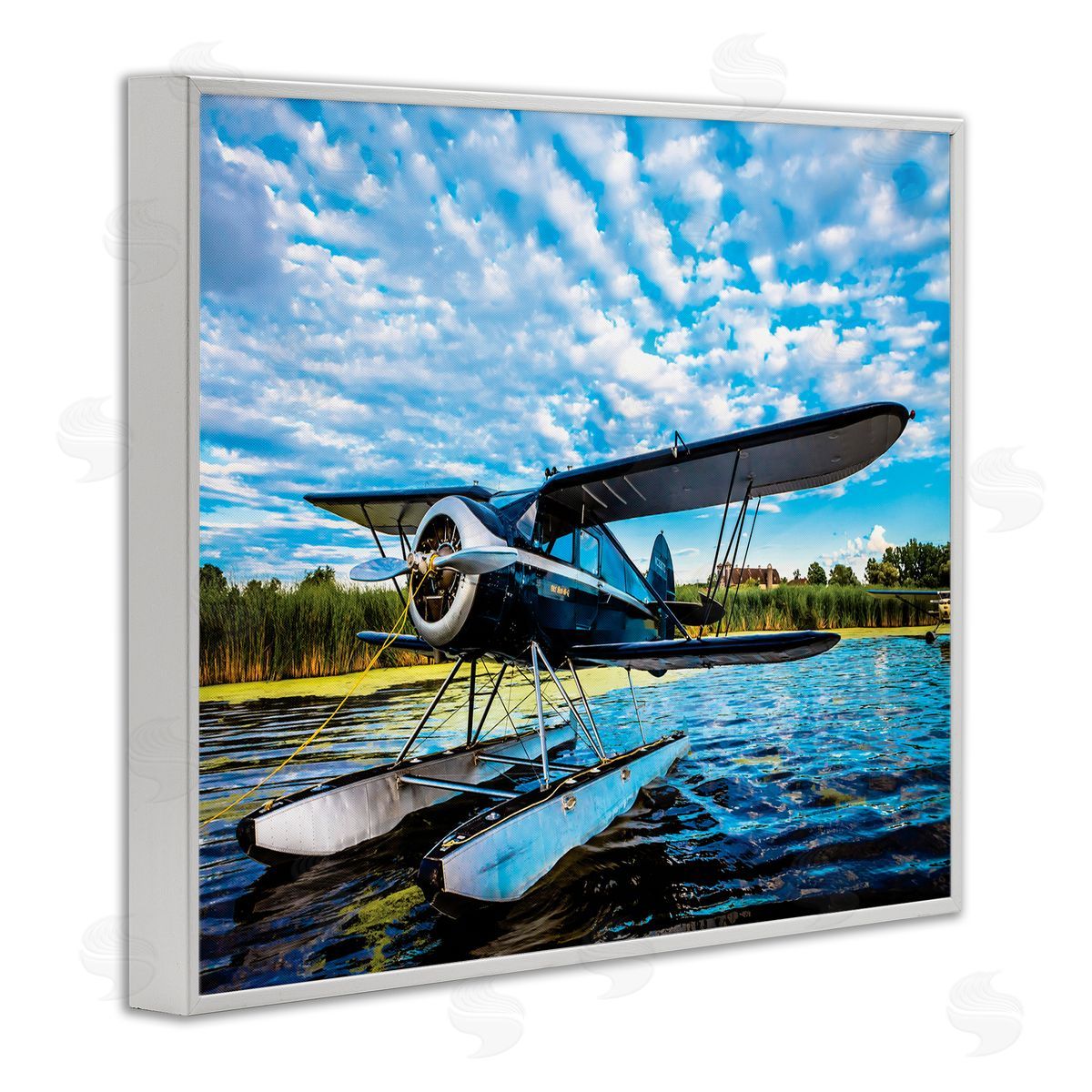John Slemp Sea Plane on Wooded Lakefr_sideont Cloudy Sky