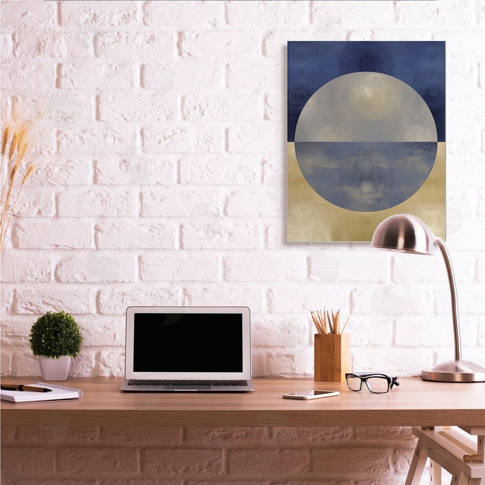 Justin Thompson Blue Gold Abstract Distressed Circle Shapes