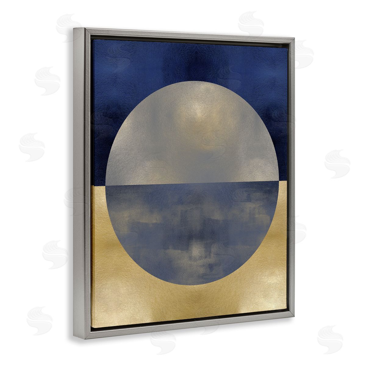 Justin Thompson Blue Gold Abstract Distressed Circle Shapes