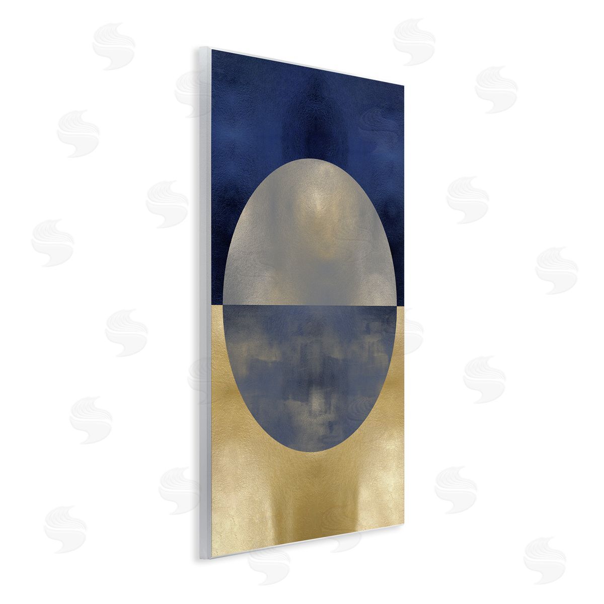 Justin Thompson Blue Gold Abstract Distressed Circle Shapes