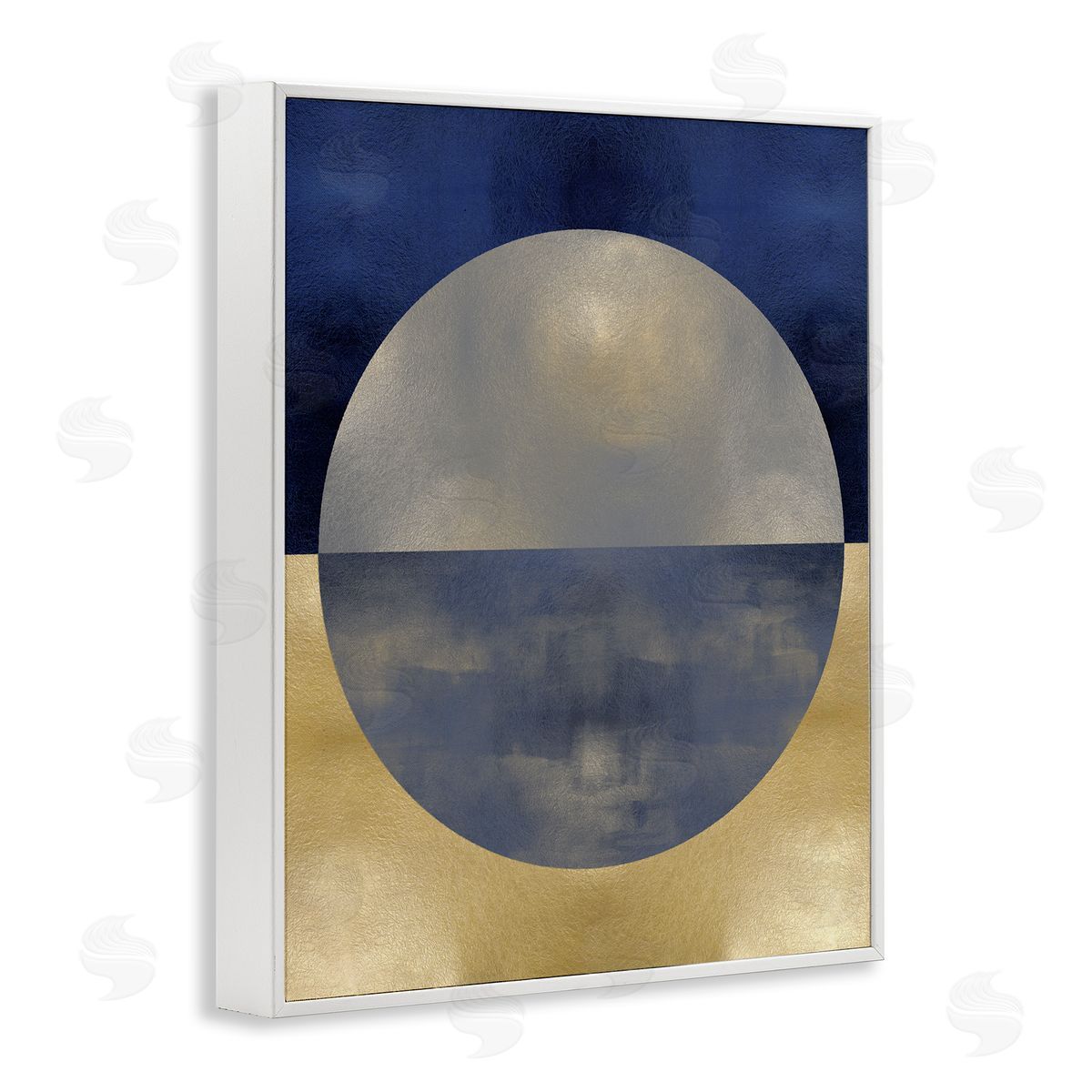 Justin Thompson Blue Gold Abstract Distressed Circle Shapes