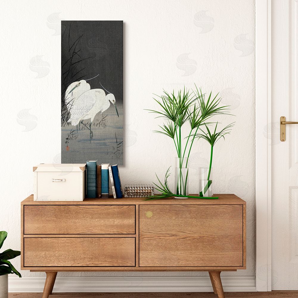 Ohara Koson Traditional Crane by Lake Japanese Inspired Bird