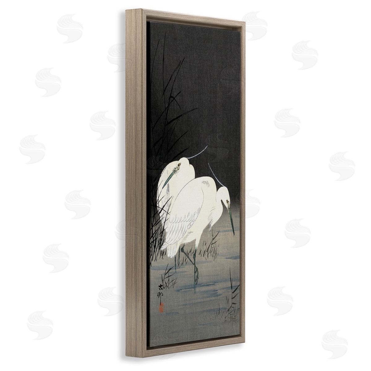 Ohara Koson Traditional Crane by Lake Japanese Inspired Bird