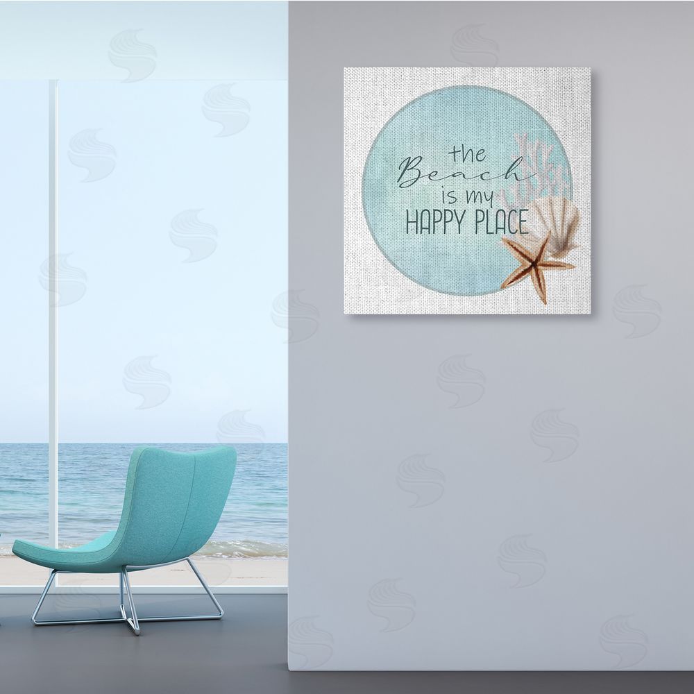 Kim Allen Beach is my Happy Place Sentiment Shell Starfish  Canvas Wall Art in Room