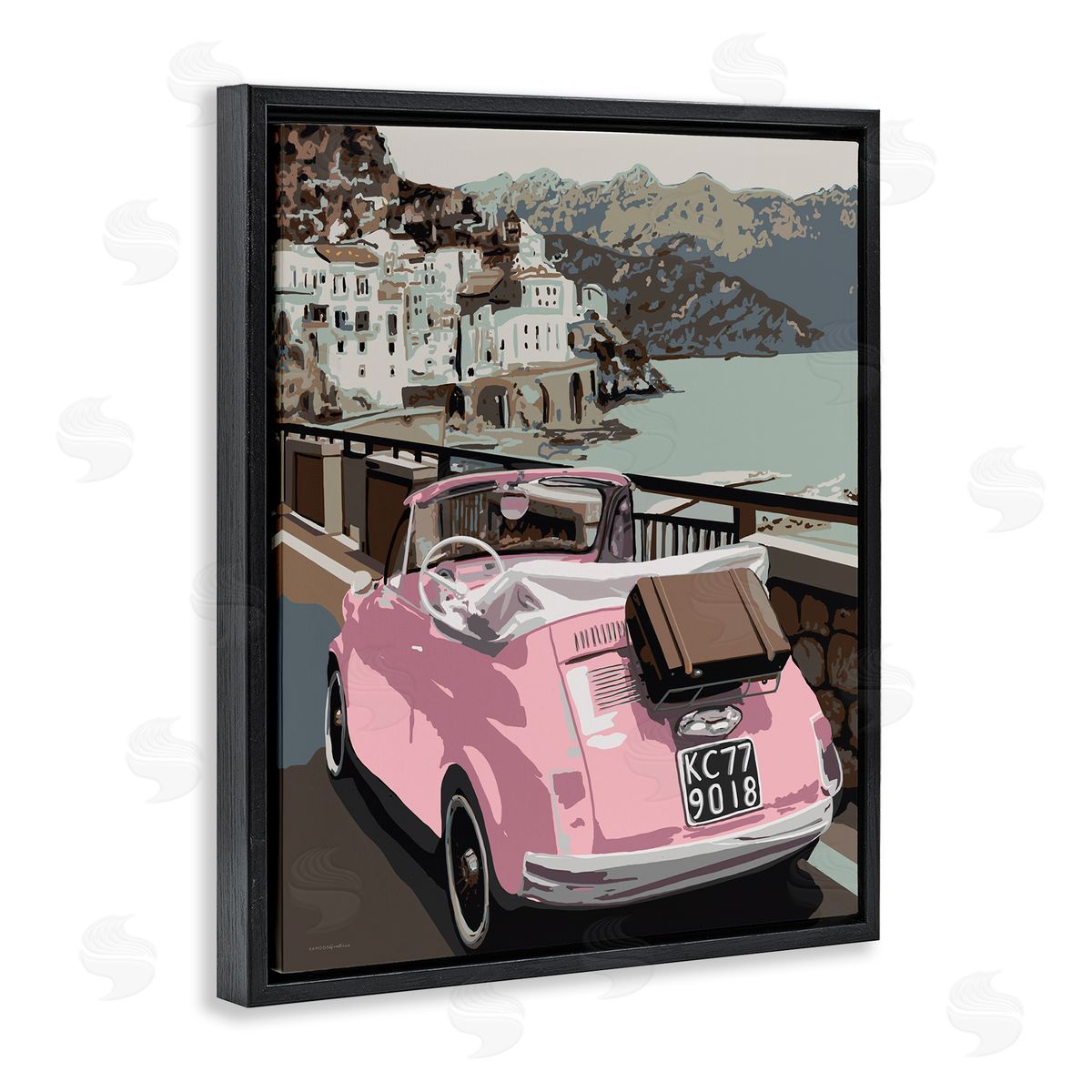 Kamdon Kreations Pink Car Cliffside Town on Waterfr_sideont Road