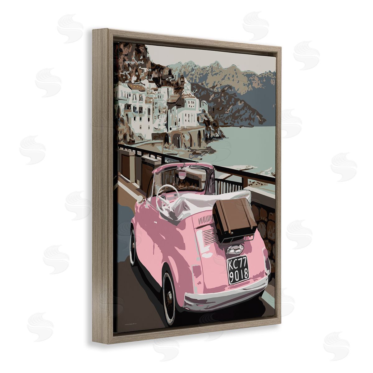 Kamdon Kreations Pink Car Cliffside Town on Waterfr_sideont Road