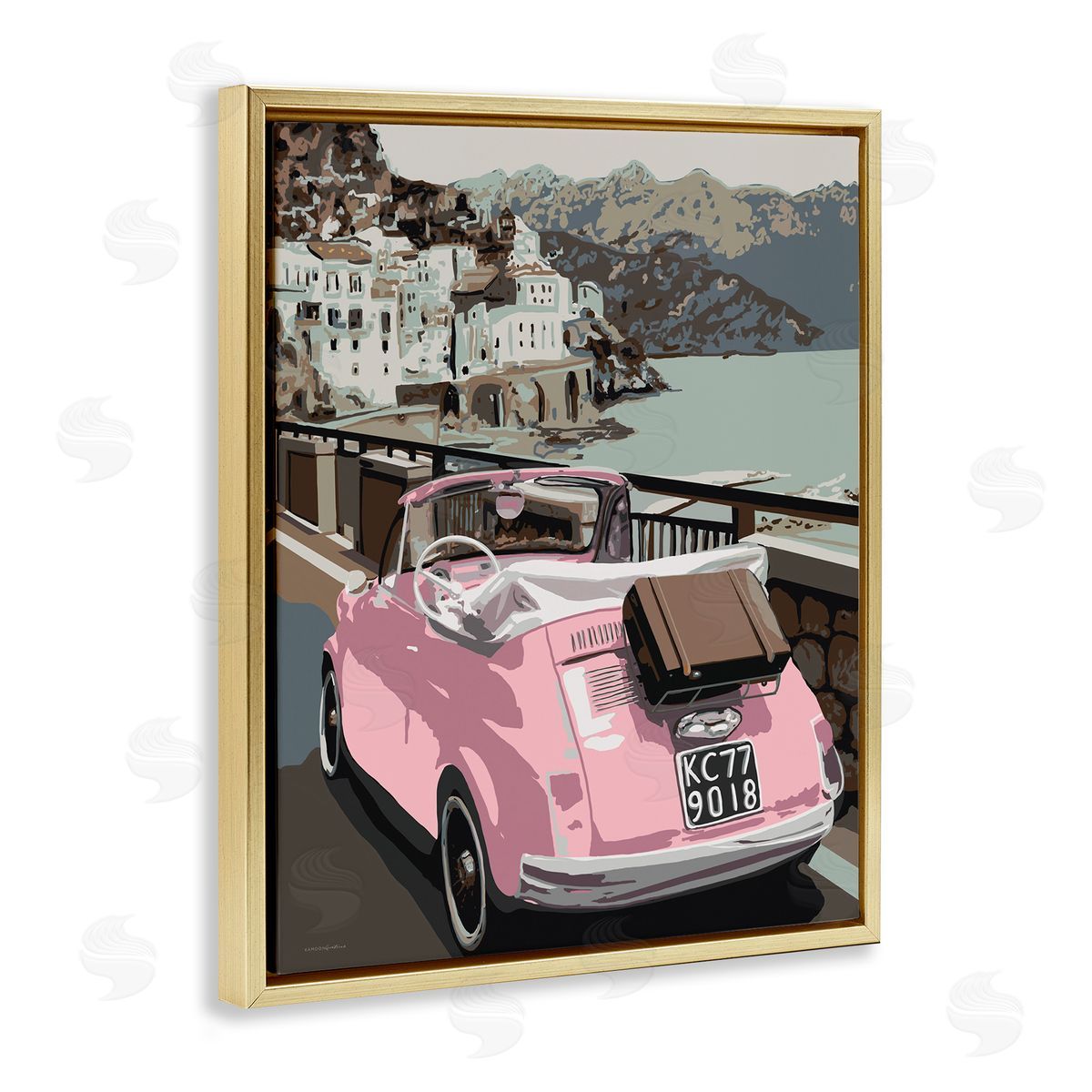 Kamdon Kreations Pink Car Cliffside Town on Waterfr_sideont Road