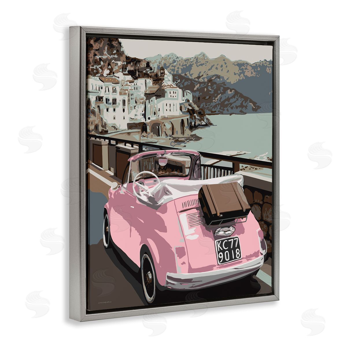 Kamdon Kreations Pink Car Cliffside Town on Waterfr_sideont Road