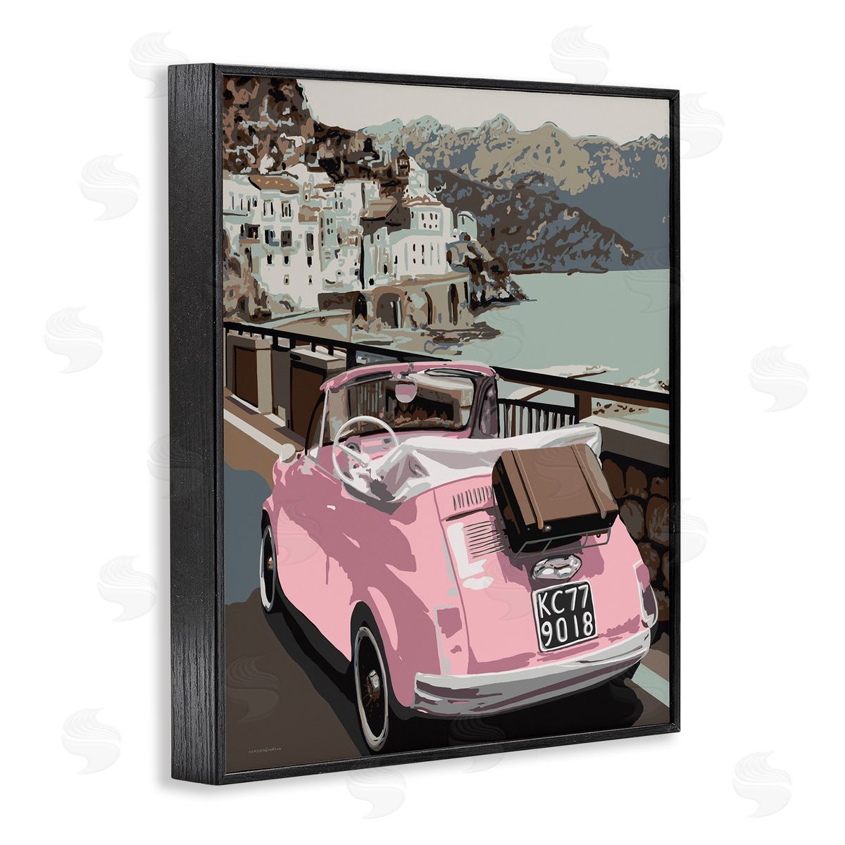 Kamdon Kreations Pink Car Cliffside Town on Waterfr_sideont Road