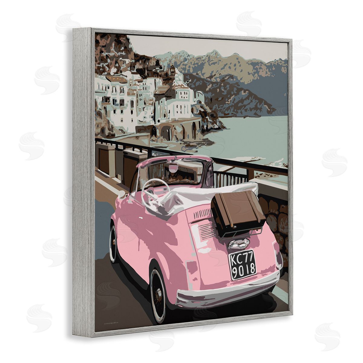 Kamdon Kreations Pink Car Cliffside Town on Waterfr_sideont Road