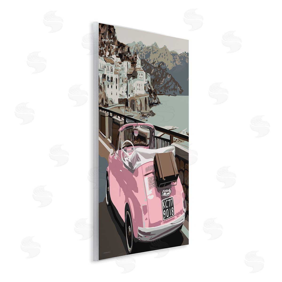 Kamdon Kreations Pink Car Cliffside Town on Waterfr_sideont Road