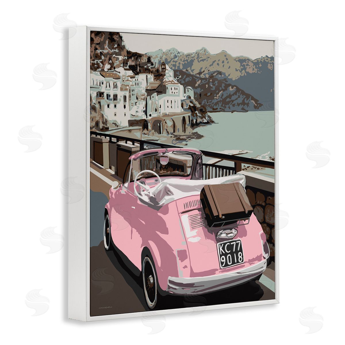 Kamdon Kreations Pink Car Cliffside Town on Waterfr_sideont Road