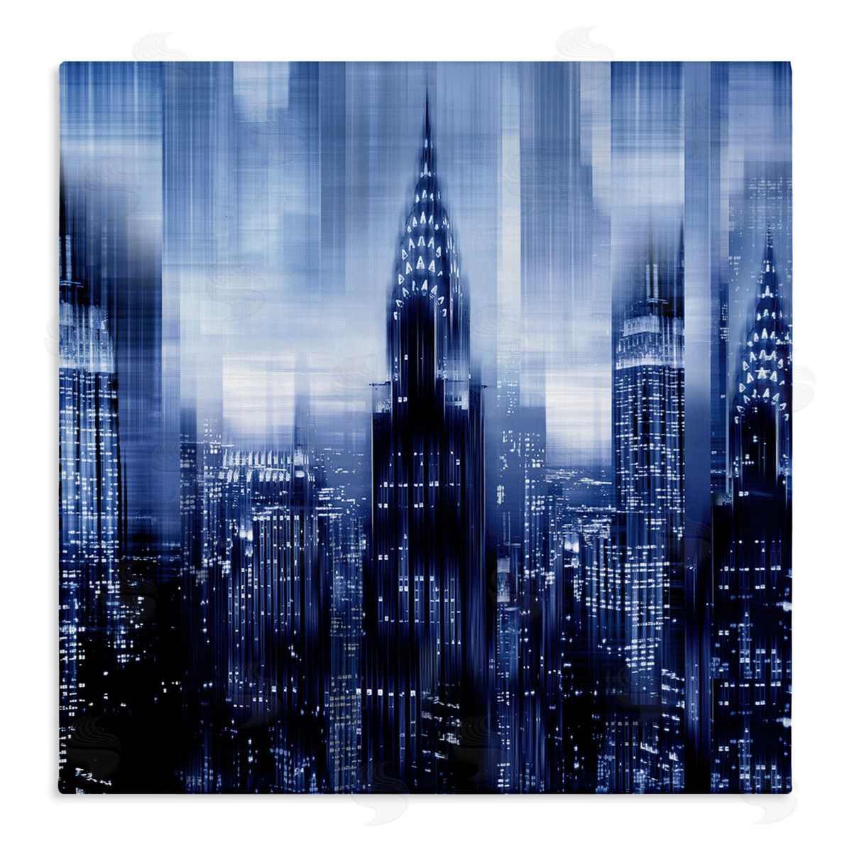Kate Carrigan New York Cityscape Soft Focus Blue Architecture Stretched Canvas Wall Art Print