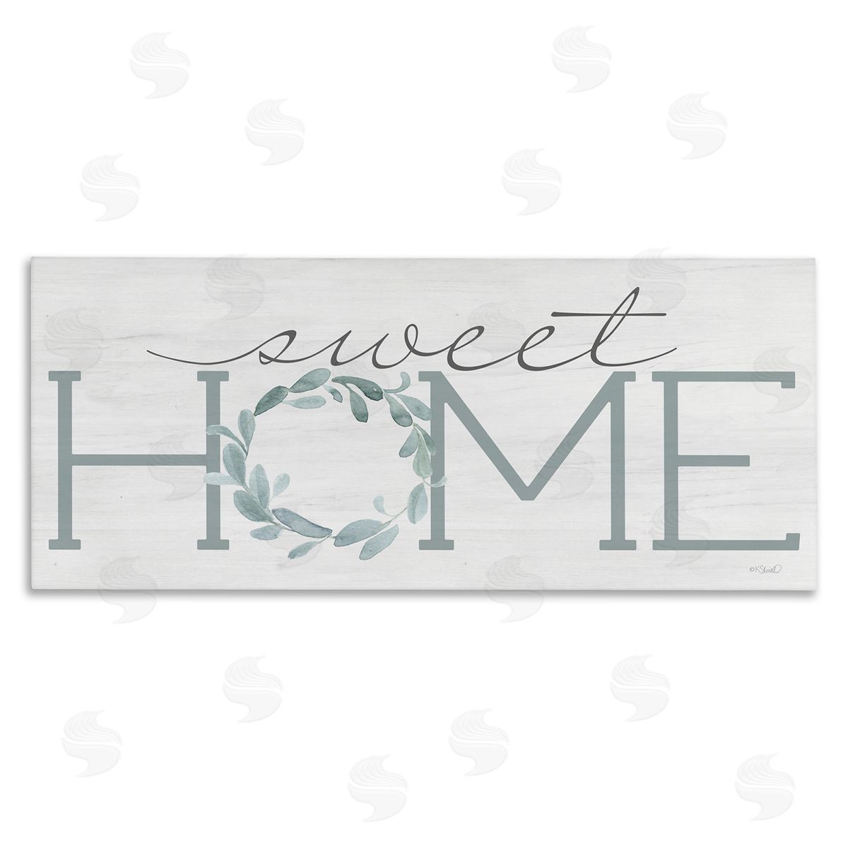 Kate Sherrill Sweet Home Greeting Grey Floral Wreath