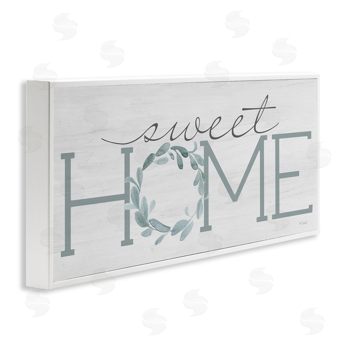 Kate Sherrill Sweet Home Greeting Grey Floral Wreath