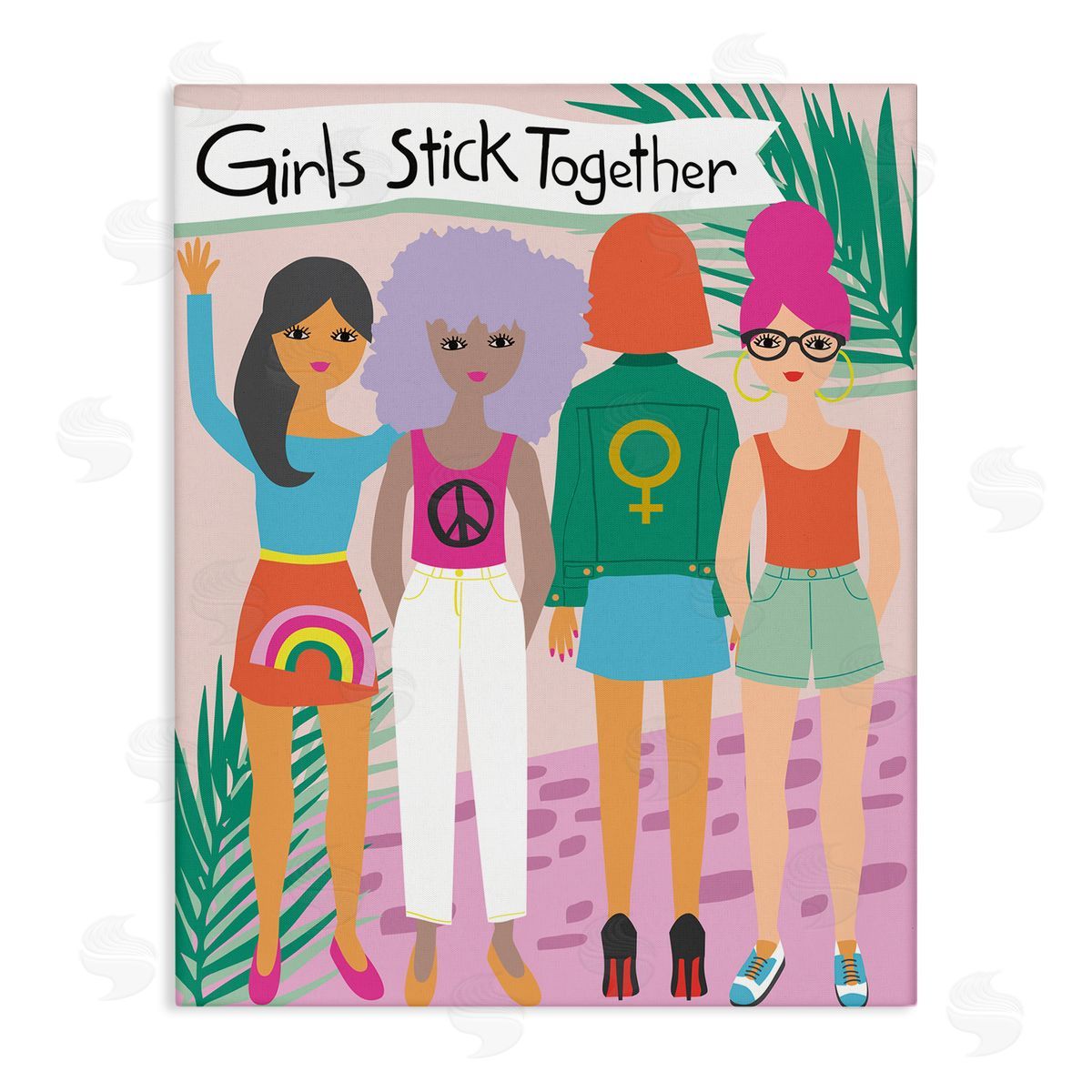 Lisa Perry Whitebutton Girls Stick Together Sentiment Fashion fr_sideiends Pink 