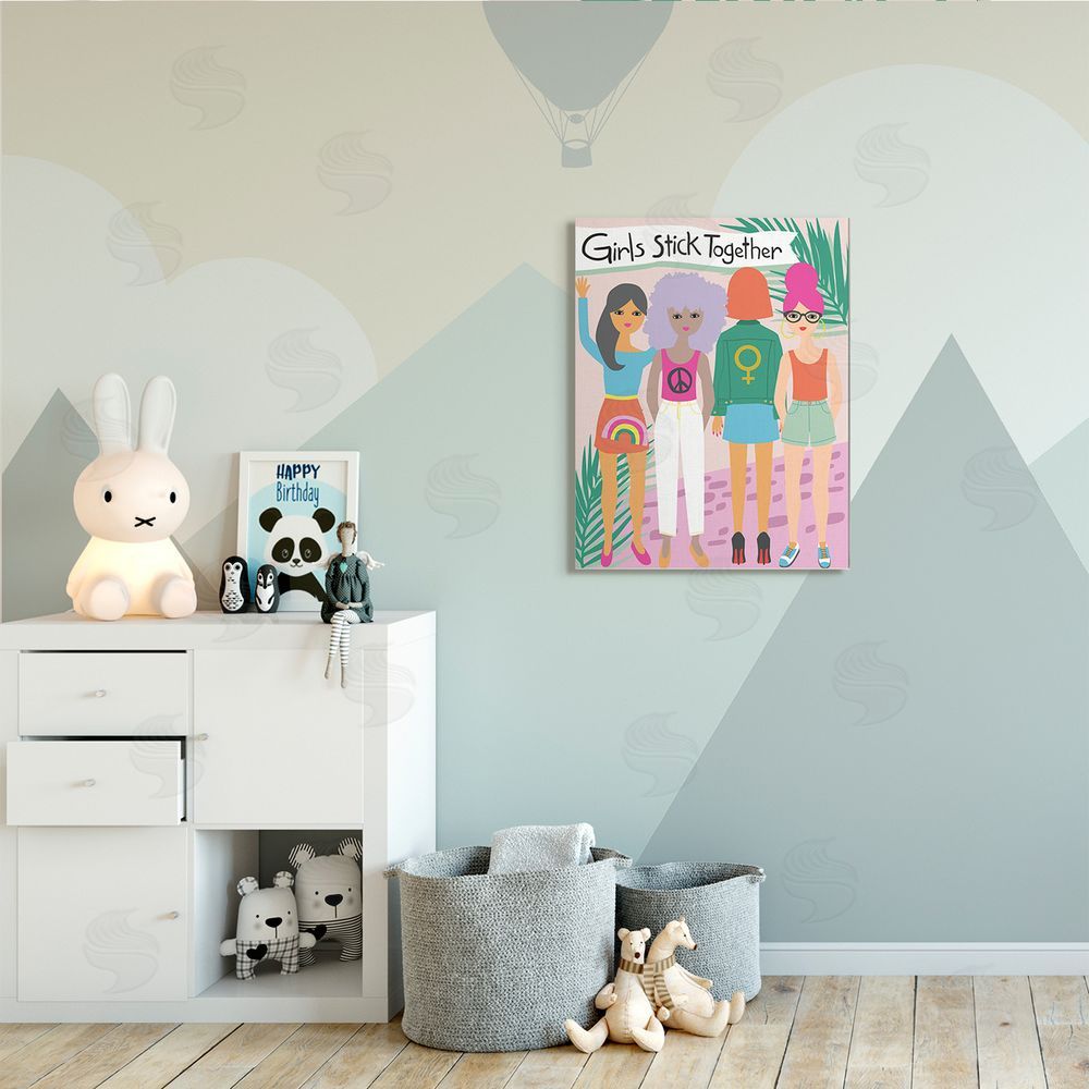 Lisa Perry Whitebutton Girls Stick Together Sentiment Fashion fr_sideiends Pink 
