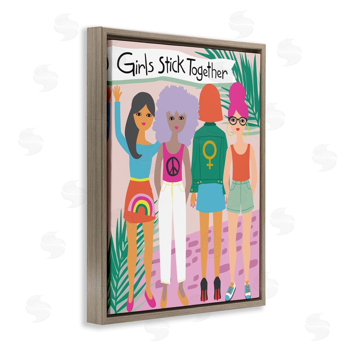 Lisa Perry Whitebutton Girls Stick Together Sentiment Fashion fr_sideiends Pink 