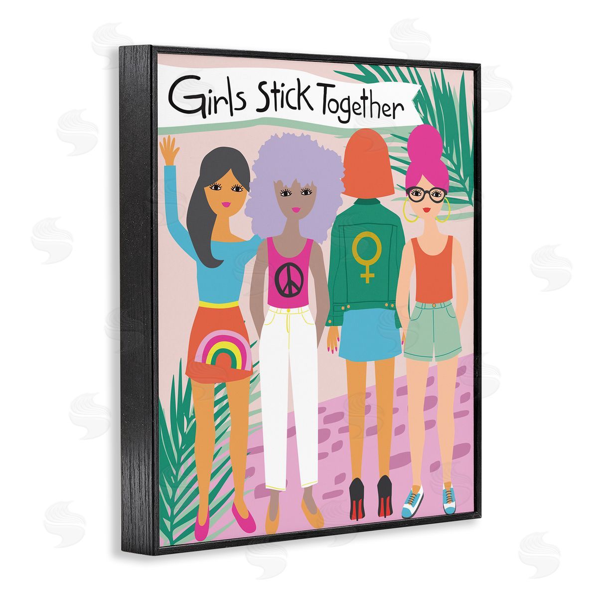 Lisa Perry Whitebutton Girls Stick Together Sentiment Fashion fr_sideiends Pink 