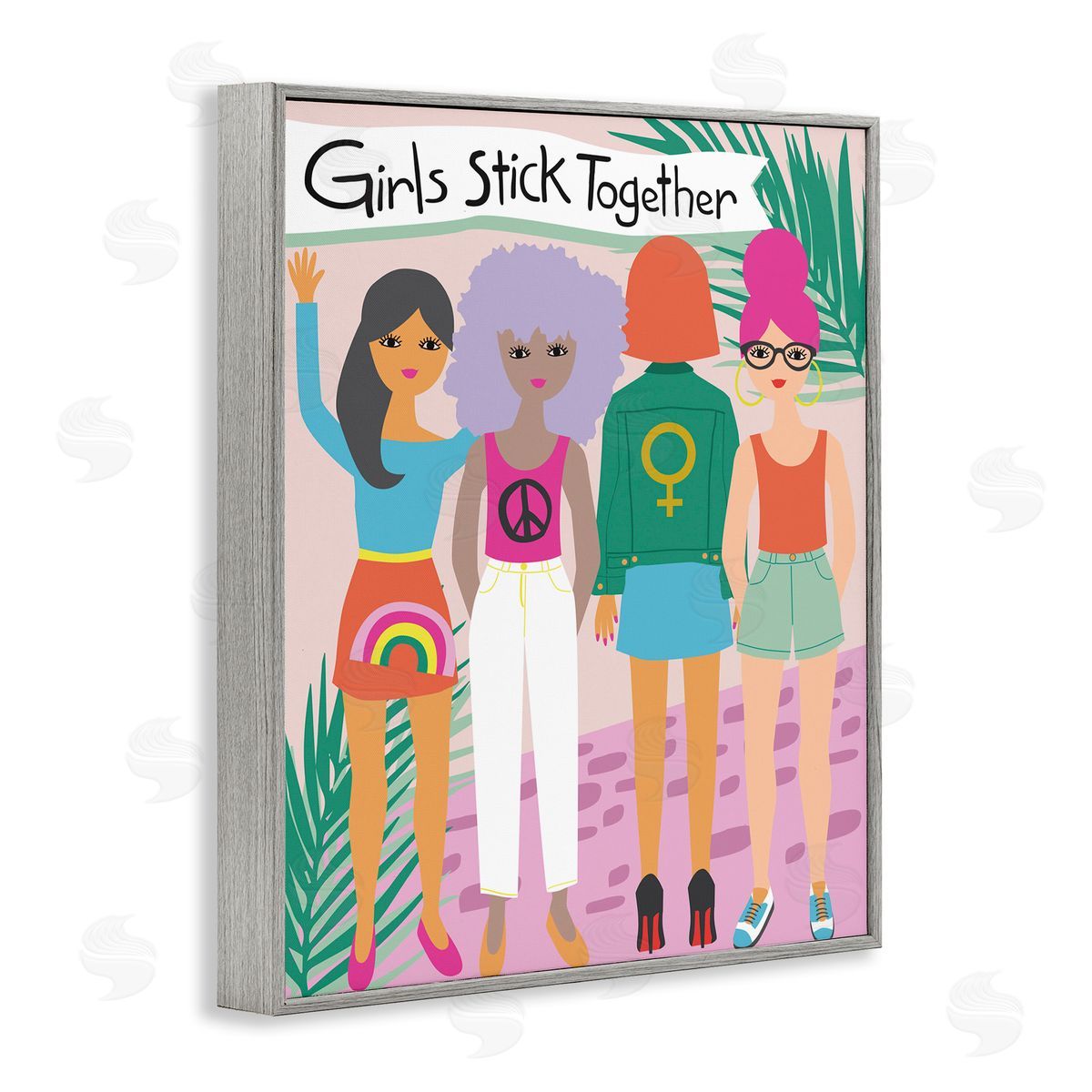 Lisa Perry Whitebutton Girls Stick Together Sentiment Fashion fr_sideiends Pink 