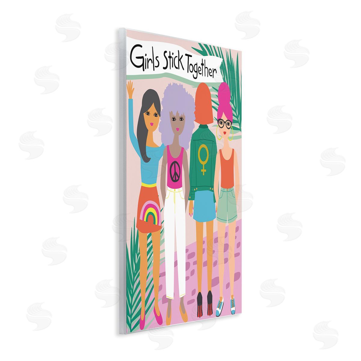 Lisa Perry Whitebutton Girls Stick Together Sentiment Fashion fr_sideiends Pink 