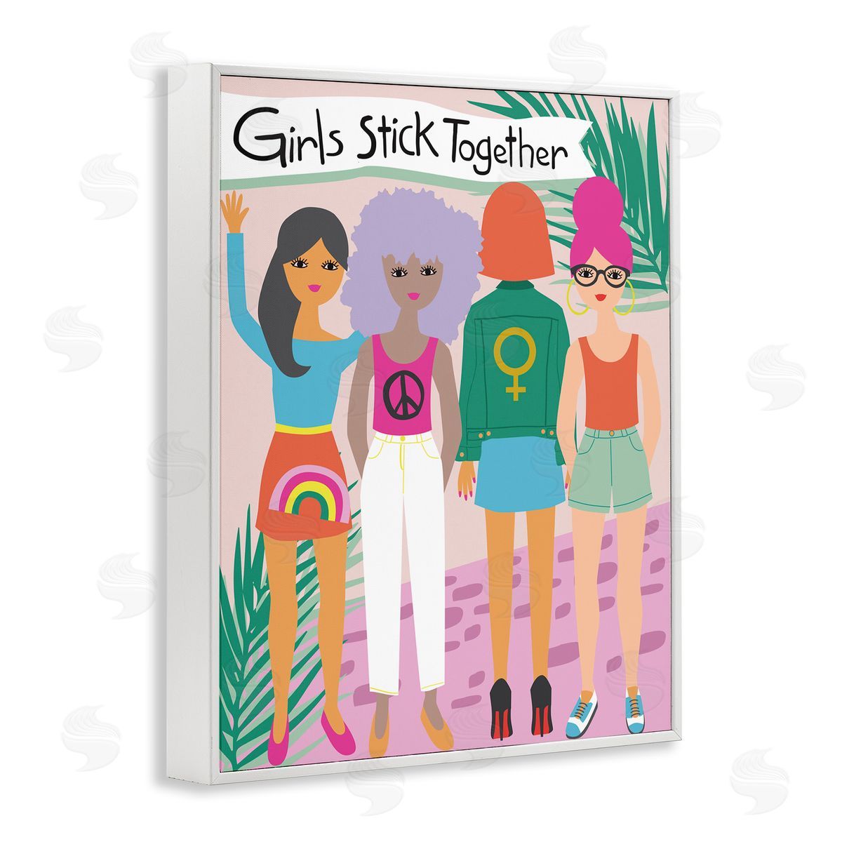 Lisa Perry Whitebutton Girls Stick Together Sentiment Fashion fr_sideiends Pink 