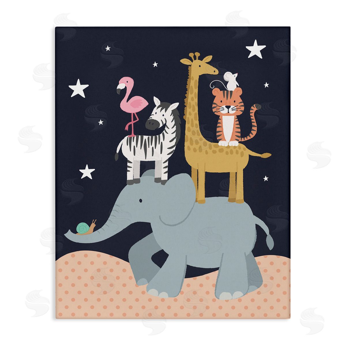 Lisa Perry Whitebutton Starry Night Sky Safari Animals Elephant Giraffe_side Zebra