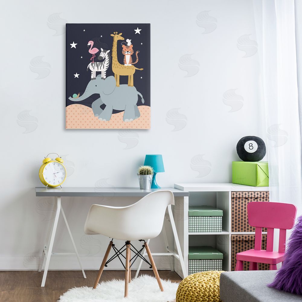 Lisa Perry Whitebutton Starry Night Sky Safari Animals Elephant Giraffe_side Zebra
