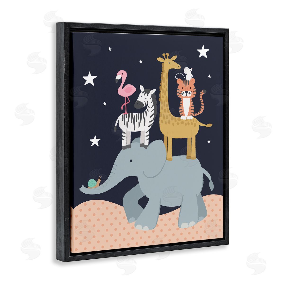 Lisa Perry Whitebutton Starry Night Sky Safari Animals Elephant Giraffe_side Zebra