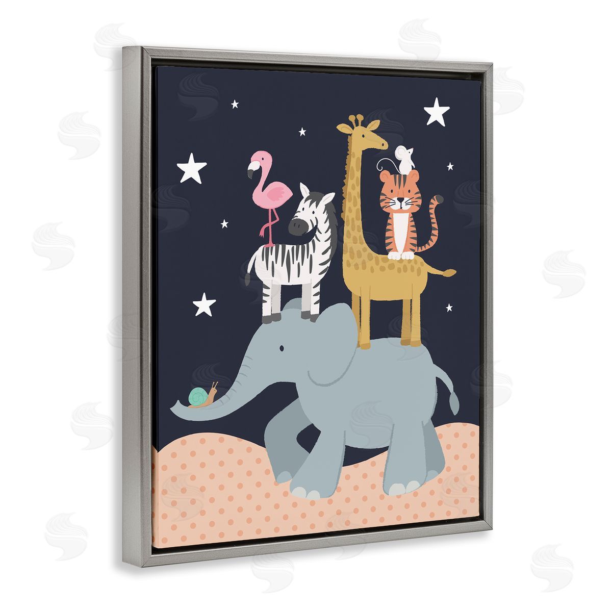 Lisa Perry Whitebutton Starry Night Sky Safari Animals Elephant Giraffe_side Zebra