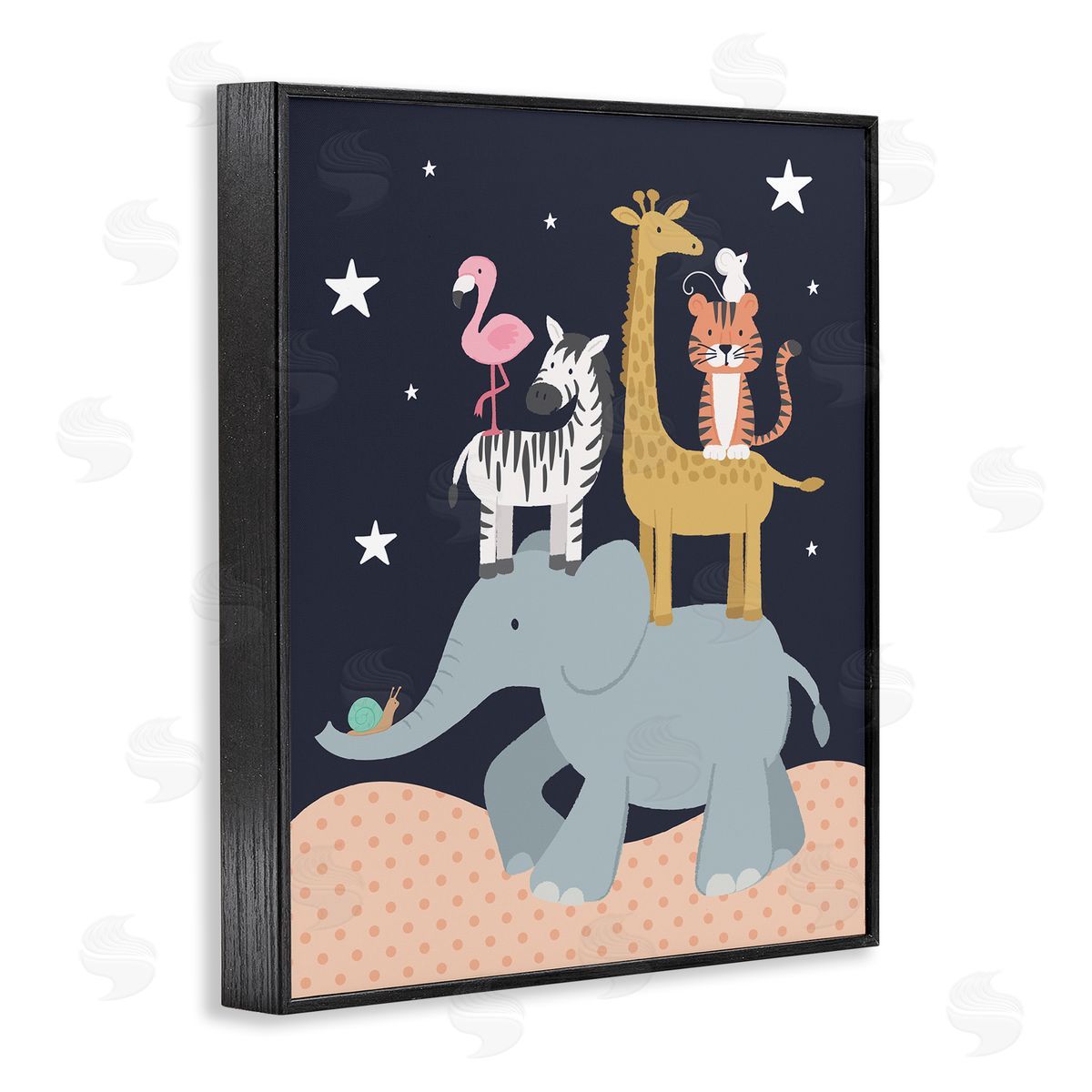 Lisa Perry Whitebutton Starry Night Sky Safari Animals Elephant Giraffe_side Zebra