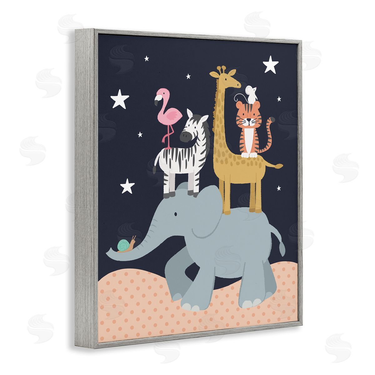 Lisa Perry Whitebutton Starry Night Sky Safari Animals Elephant Giraffe_side Zebra