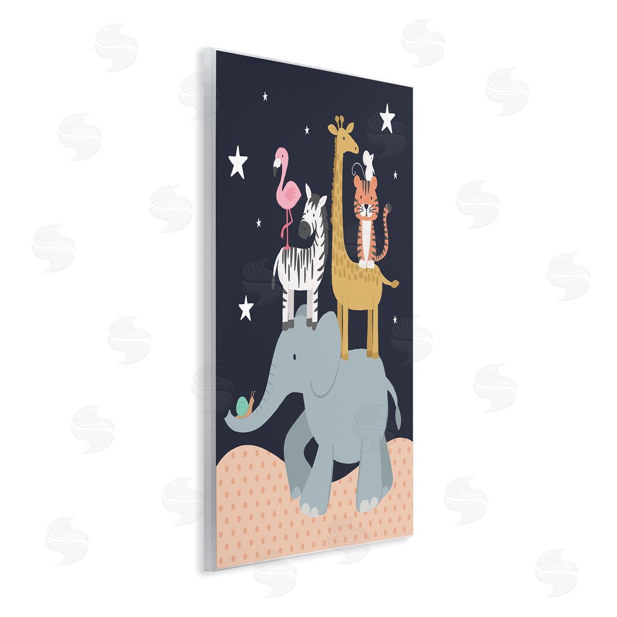 Lisa Perry Whitebutton Starry Night Sky Safari Animals Elephant Giraffe_side Zebra