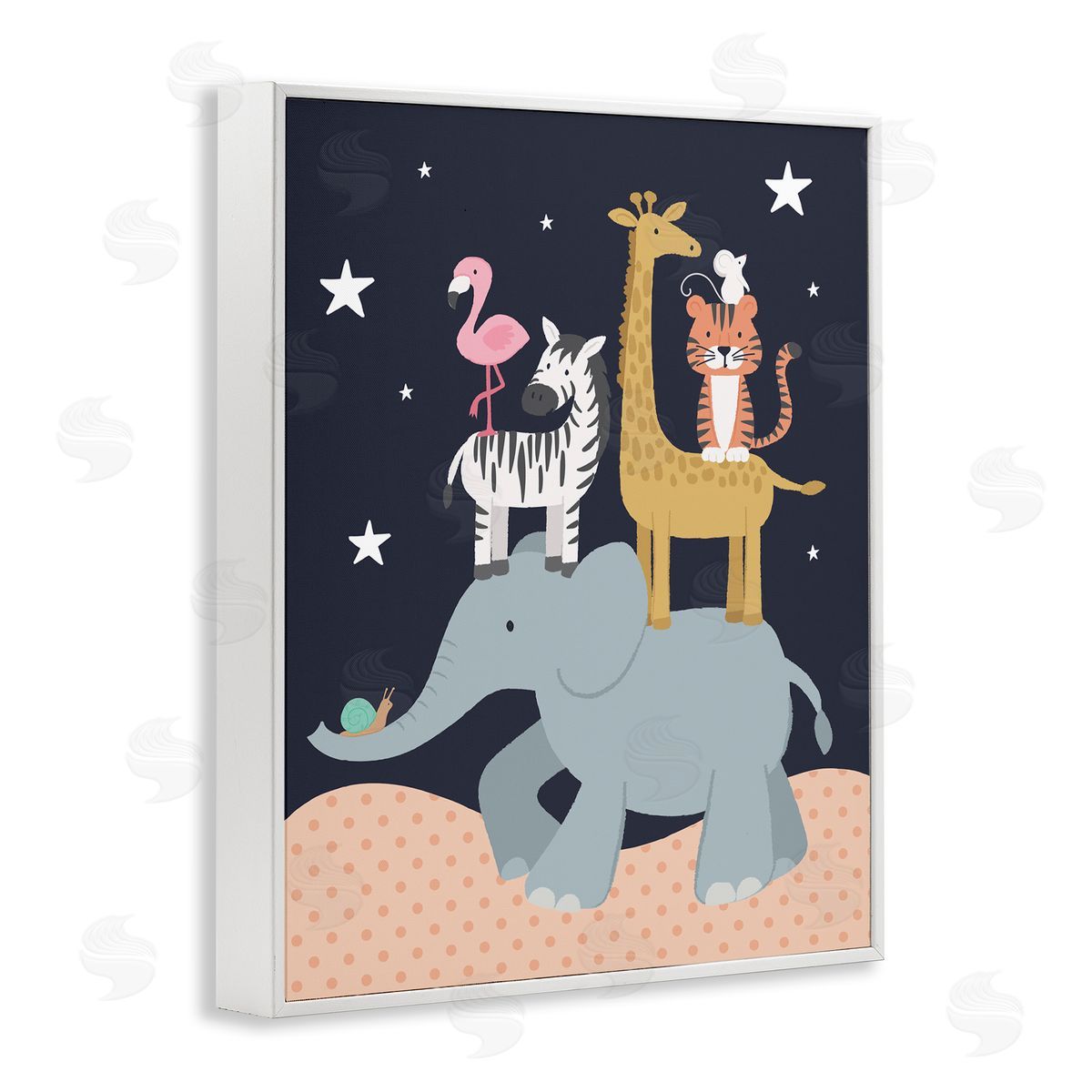 Lisa Perry Whitebutton Starry Night Sky Safari Animals Elephant Giraffe_side Zebra