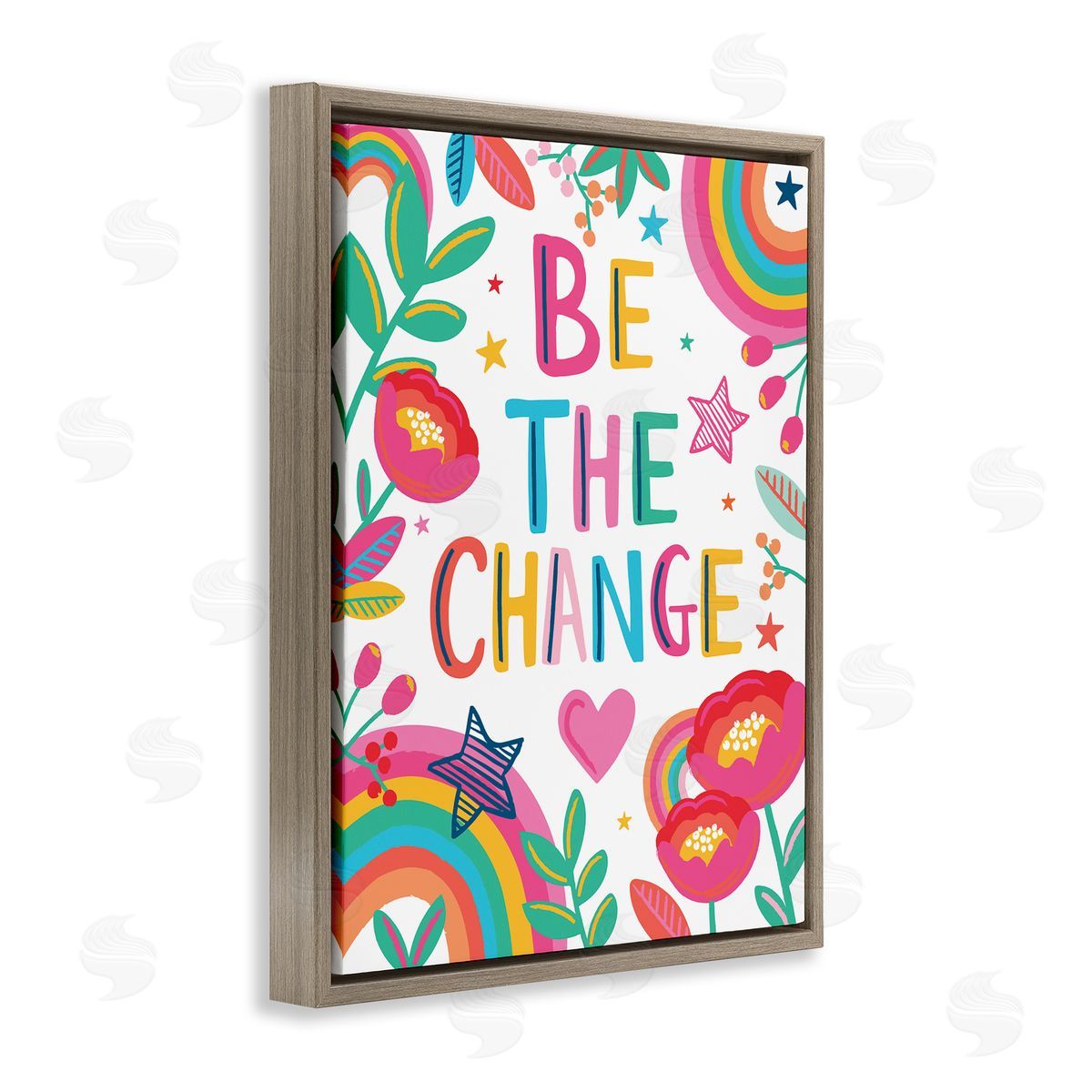 Lisa Perry Whitebutton Be The Change Phrase Rainbow Stars and Flowers