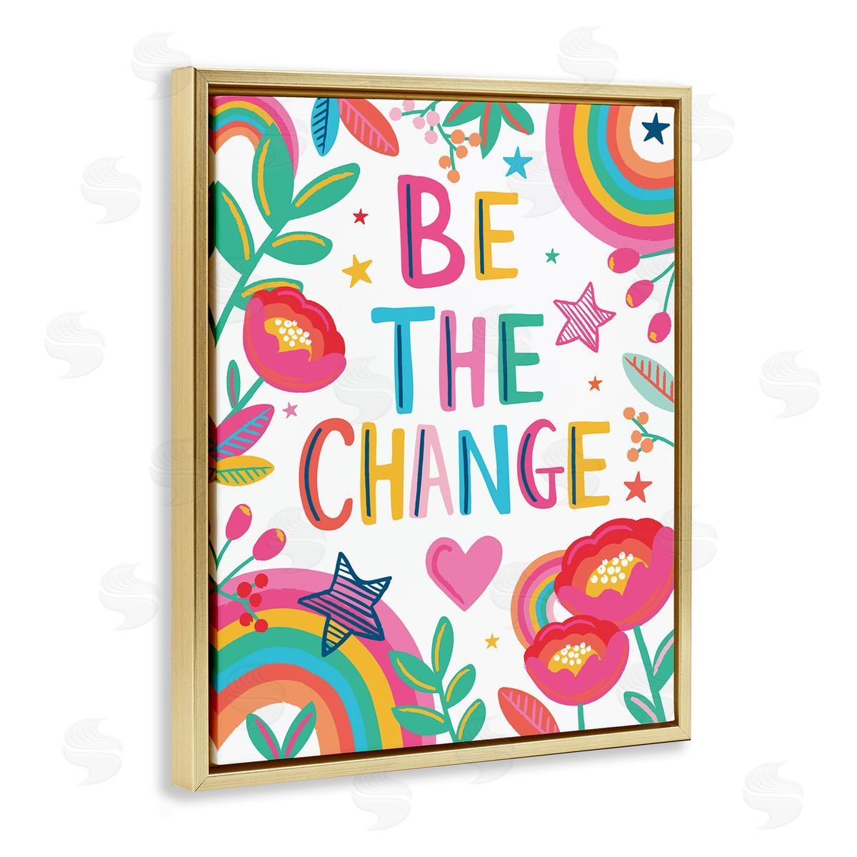 Lisa Perry Whitebutton Be The Change Phrase Rainbow Stars and Flowers