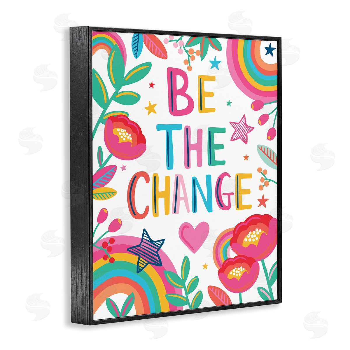 Lisa Perry Whitebutton Be The Change Phrase Rainbow Stars and Flowers
