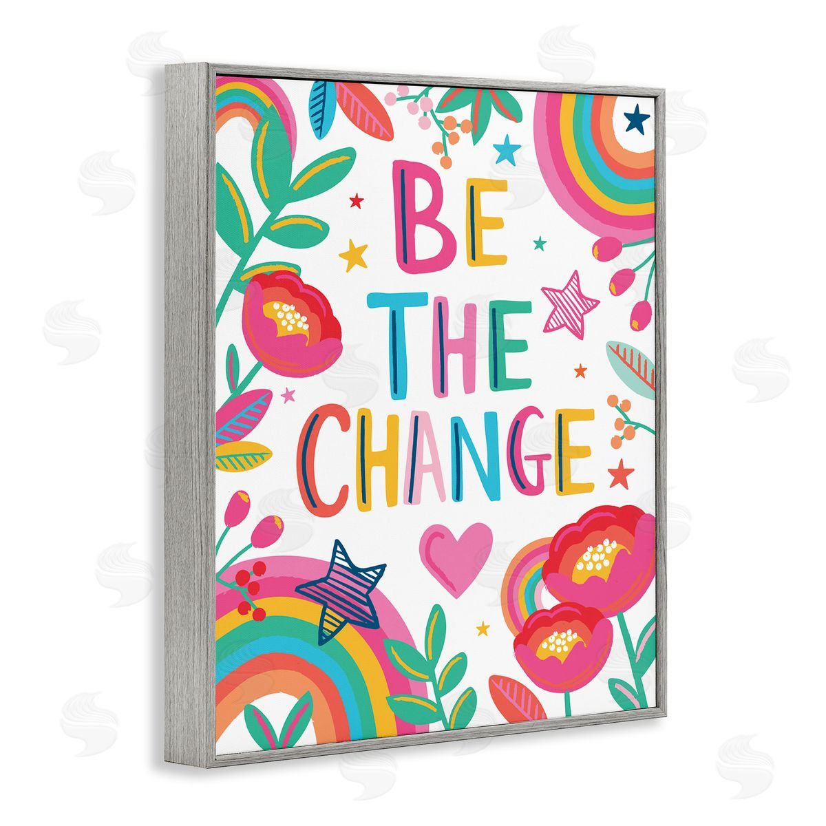 Lisa Perry Whitebutton Be The Change Phrase Rainbow Stars and Flowers